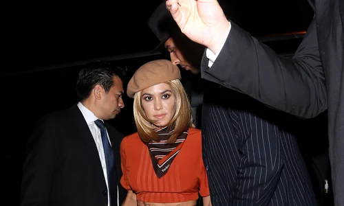 Kourtney Kardashian and her boyfriend Younes Bendjima are dressed up as Bonnie And Clyde holding replica guns in hand as they arrive to the Delilah club to celebrate Kendall Jenner's 22nd birthday party and Halloween as well jpeg