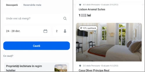 Aplicatie Revolut optiune Sejururi rezervare cazare colaj