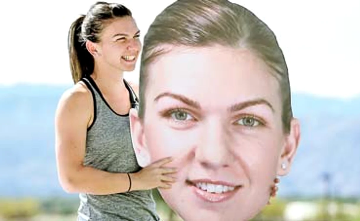 Simona Halep şi imensul portret primit la Indian WellsFoto: Guliver / Gettyimages