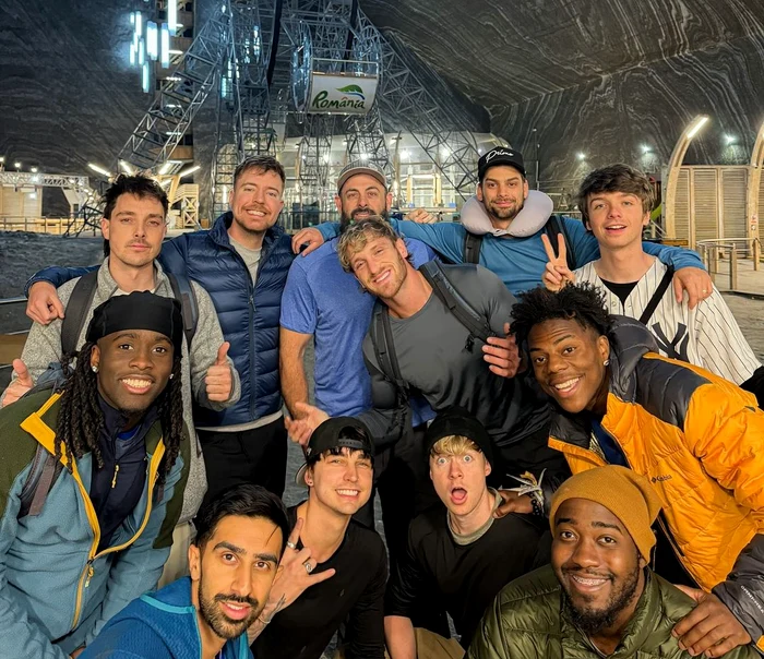 MrBeast, alături de alți creatori de conținut cunoscuți, la Turda/FOTO: Instagram MrBeast