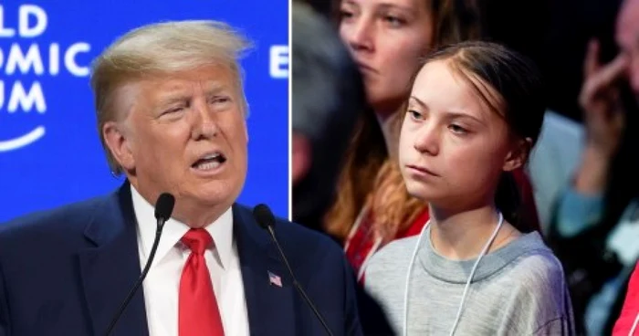 Colaj cu Donald Trump şi Greta Thunberg FOTO Arhivă