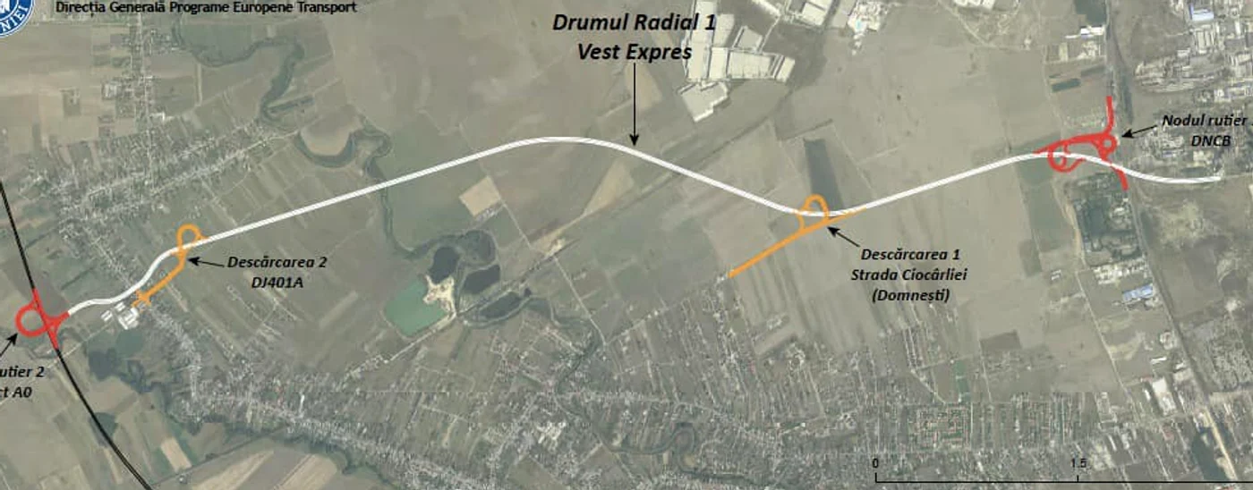 Traseul drumului radial 1 Vest Expres, Foto: Facebook Ionel Scrioşteanu