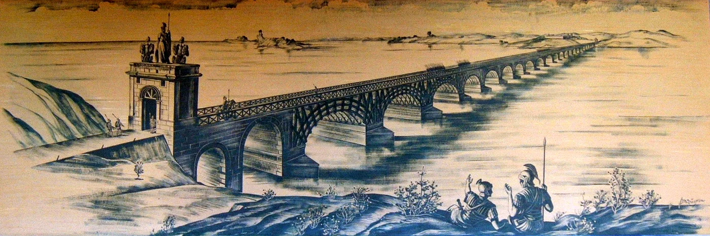Podul, imaginat într-o ilustrație din 1904.