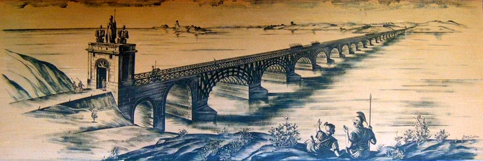 Podul, imaginat într-o ilustrație din 1904.