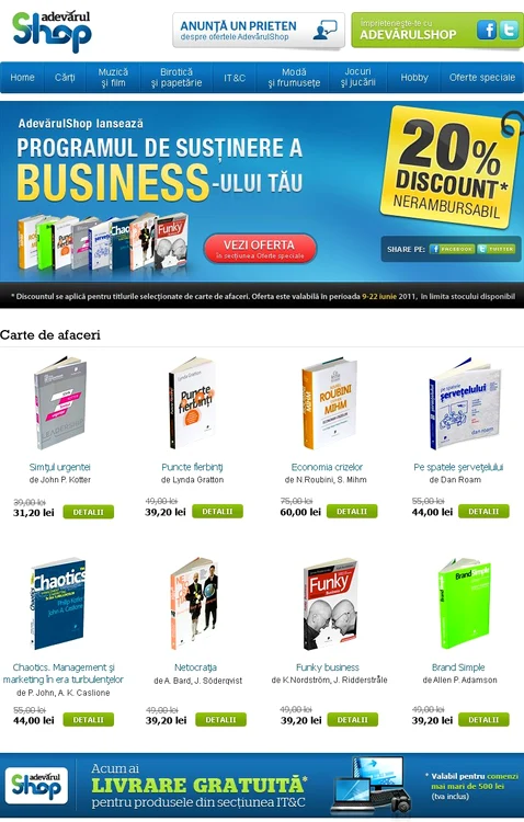 Adevarulshop îţi propune mari cărţi de afaceri la preţuri mici 