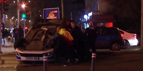 masina de politie rasturnata foto captura observator news jpg