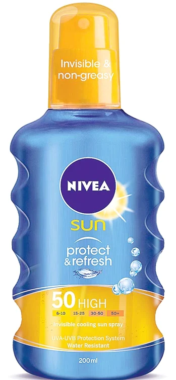 Nivea Spray protecţie invizibilă, SPF 50. Preţ: 38-39 lei