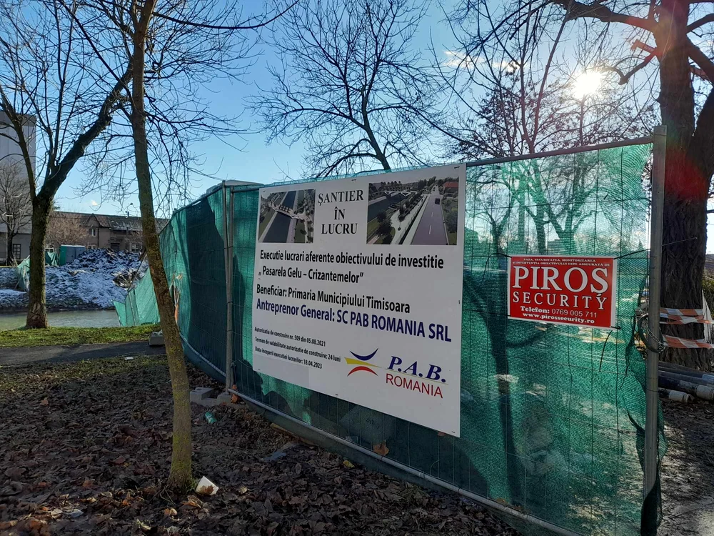 Construcția Pasarelei Gelu din Timișoara FOTO Ștefan Both