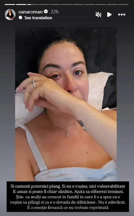 Oana Roman, cu ochii în lacrimi - Foto: Instagram 