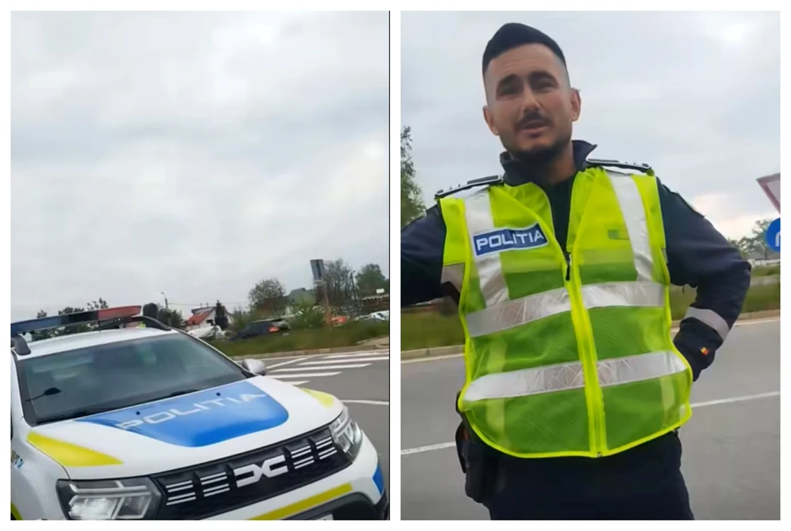Pieton, oprit de poliție pentru verificări / FOTO: Captură video