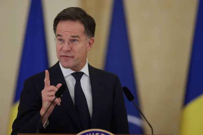 Nicușor Dan și Mark Rutte susțin declarații comune de presă după întâlnirea de la Palatul Cotroceni. FOTO Inquam Photos / George Călin