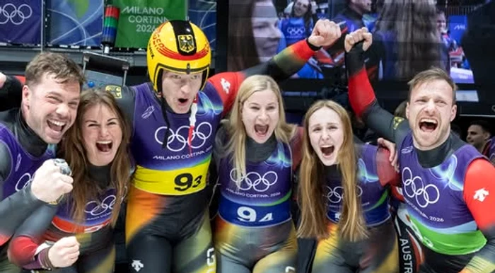 Echipa mixtă a Germaniei e campioană olimpică. Foto Facebook Federația Internațională de Sanie 