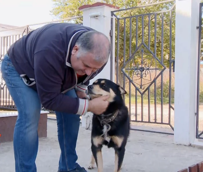 Horia Vârlan s-a jucat cu câinii săi, în curtea casei