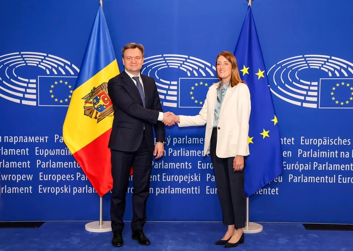 Dorin Recean și Roberta Metsola au avut o întrevedere la Bruxelles. FOTO: Facebook