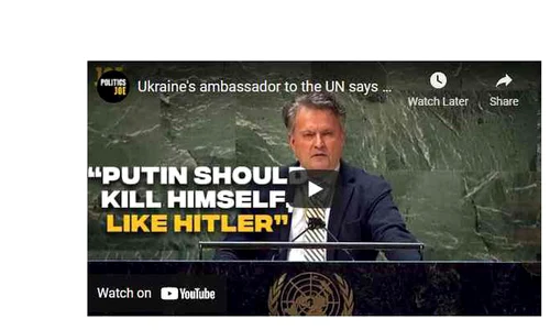 VIDEO // Ambasadorul Ucrainei la ONU îi cere lui Vladimir Putin să se sinucidă aşa cum a făcut Hitler în buncăr jpeg