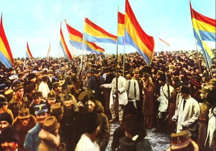 Unul dintre drapelele României din secolul XIX ridicat la o mare adunare