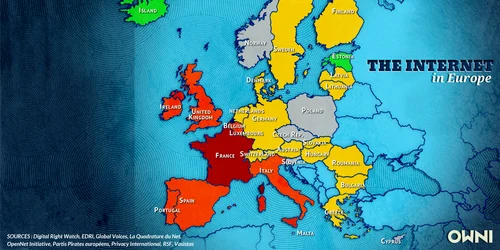 Harta libertăţii de mişcare pe Internet a ţărilor europene