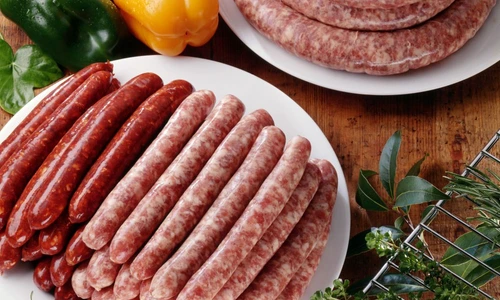 Variety of raw sausages jpeg