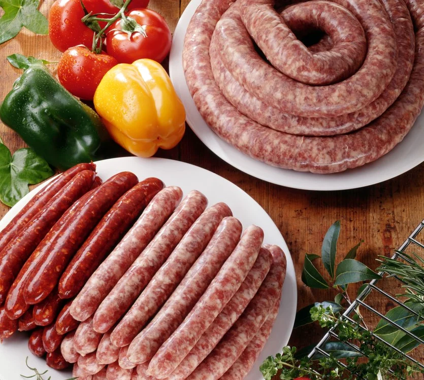 Variety of raw sausages jpeg