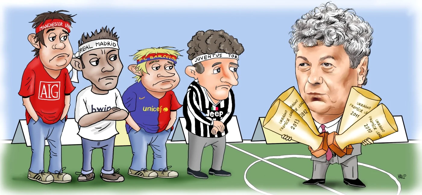 Suporterii altor echipe pot admira cu invidie palmaresul lui Lucescu CARICATURĂ: VALI IVAN