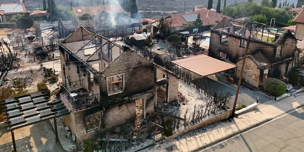 Vile mistuite de flăcări în Cipru FOTO AFP 