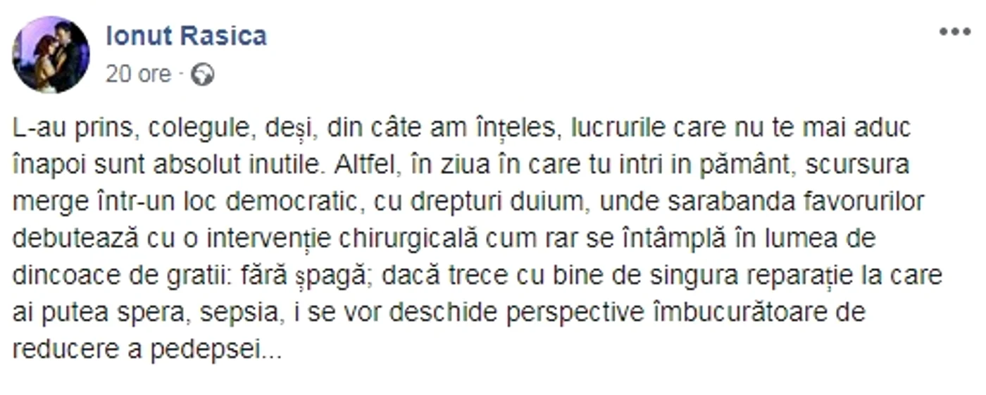 Polițistul Ionuț Rasica este dezamăgit de problemele societății românești 