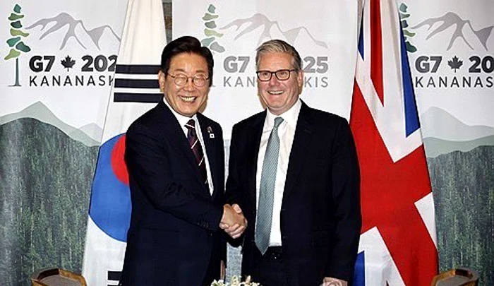 Premierul britanic, Keir Starmer alături de președintele Coreei de Sud, Lee Jae-myung FOTO: X