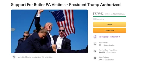 Strângere de fonduri pentru victimele atacului împotriva lui Trump