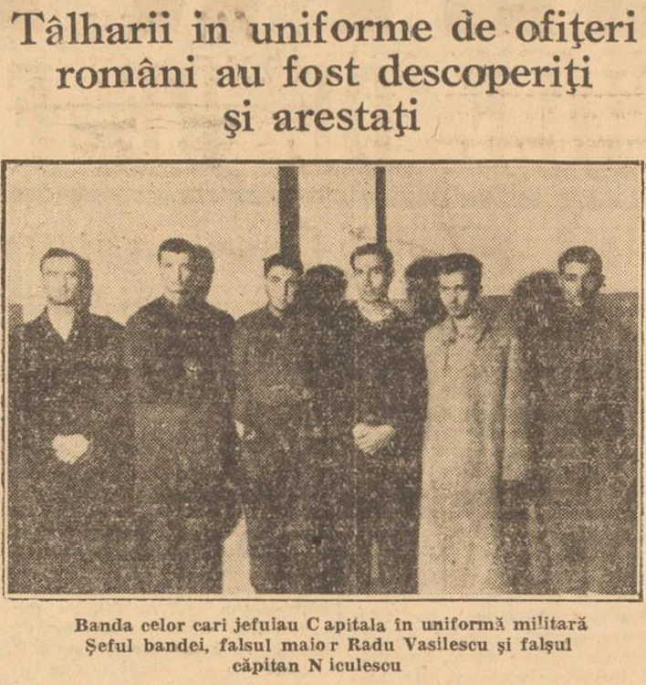 Banda celebrului infractor Argintaru, arestată Fotografie publicată în „Universul” din 29 dec. 1944