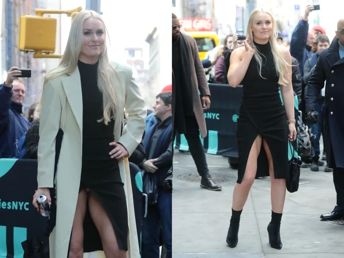 
    Fără decolteu, rochia neagră purtată de Lindsey a lăsat să i se vadă picioareleFoto: Profimedia  