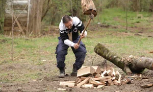 George Vintilă a crăpat lemne ca un fermier adevărat jpeg