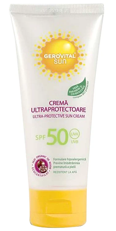 Cremă împotriva razelor solare Gerovital Sun, SPF 50, 100 ml. Preţ: 37-40 lei
