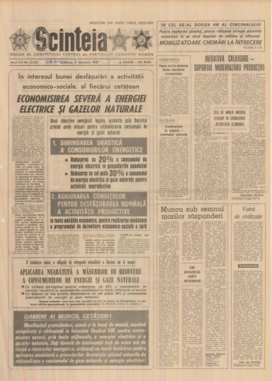 scinteia 1987 decret economisire energie