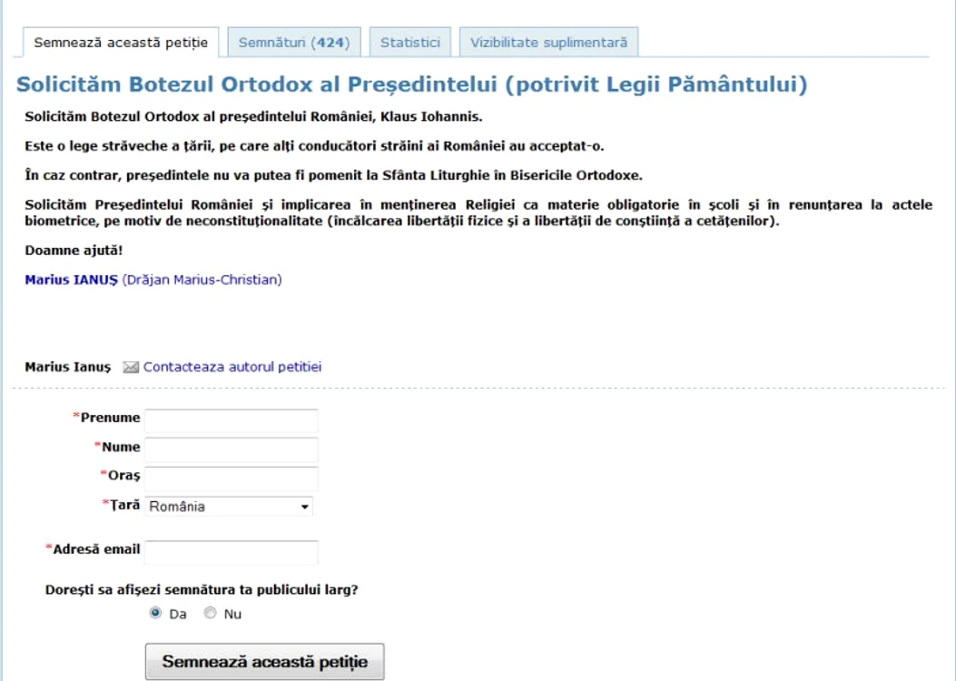 Un blogger cere ca noul preşedinte să devină ortodox