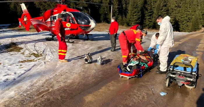 Victima a fost preluată de un elicopter SMURD