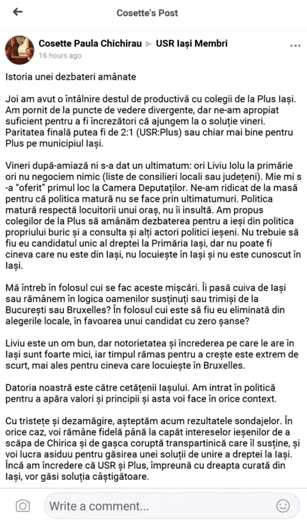 mesaj intern cosette chichirau