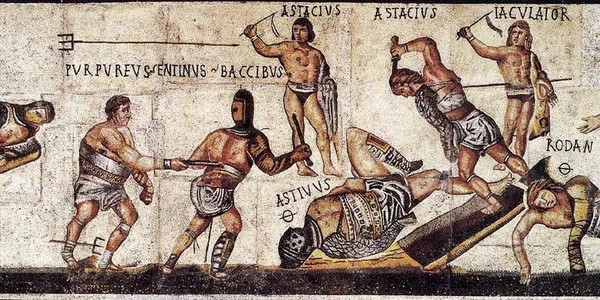 Mozaic reprezentând gladiatori aflat la Galleria Borghese (© Wikimedia Commons)