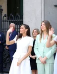 Regina Letizia, Regele Felipe și fiicele lor, Prințesa Leonor și Infanta Sofia la întâlnirea cu Papa Leon   FOTO FOTO Casa Regală spaniolă (1) jpg