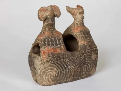 Vasul antropo-zoomorf neolitic de la Vădastra (© Muzeul Naţional de Istorie a României)