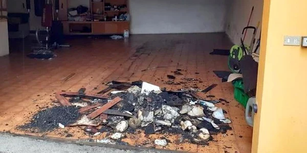Urmele incendiului provocat de român FOTO Brescia Oggi