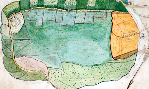 Hartă realizată la începutul secolului XIX, piesă foarte rară de reprezentare a unui abuz într-o comunitate locală (© Arhiva Muzeului Municipiului București)