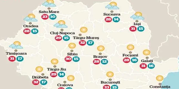 Temperaturile în weekend 