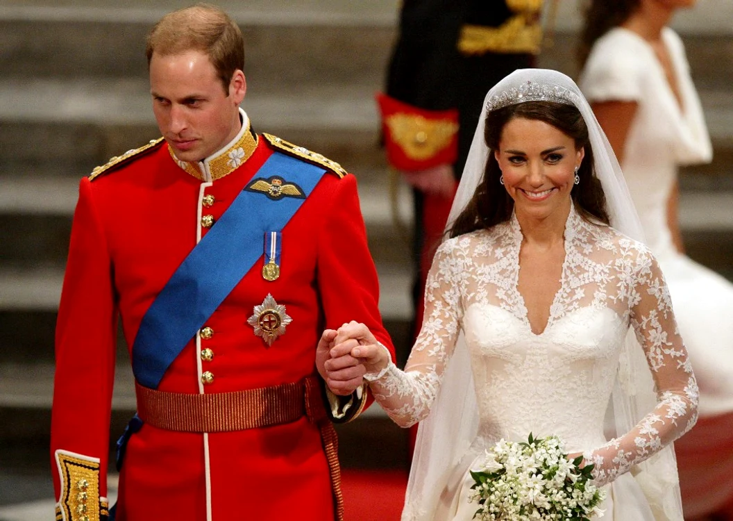 Kate Middleton şi Prinţul William, în ziua nunţii foto: AFP