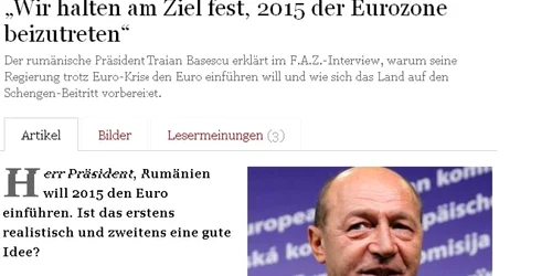 Preşedintele Traian Băsescu, în ,,Frankfurter Allgemeine Zeitung“