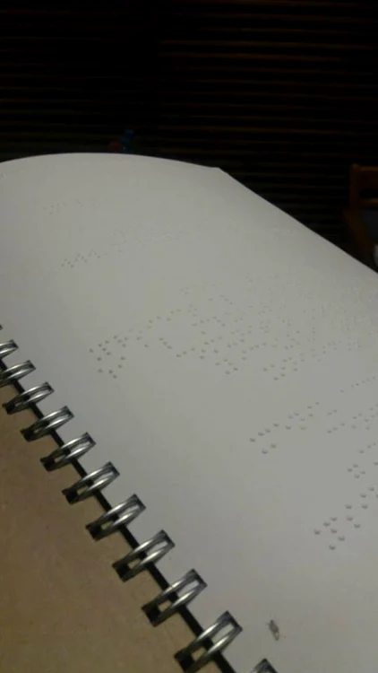 Imagine cu meniul în Braille de la un restaurant din Cluj  FOTO: elevul Alex Buia