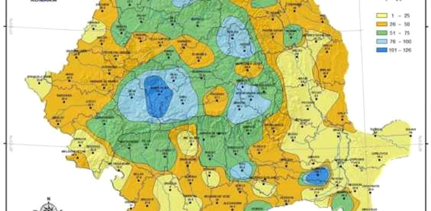 Harta cu ploile din luna iunie 2020. Sursa: ANM