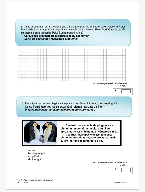 Testul 2 Matematică și Științele Naturii clasa a II a (4) jpeg