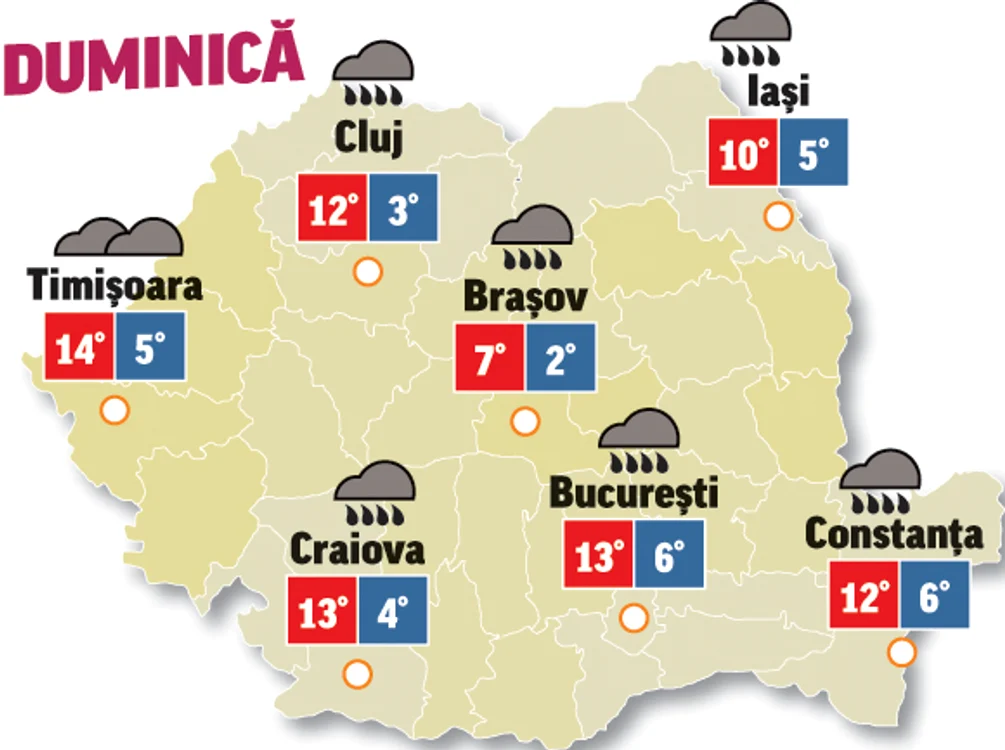 Prognoza meteo 29 martie aduce cer noros și precipitații