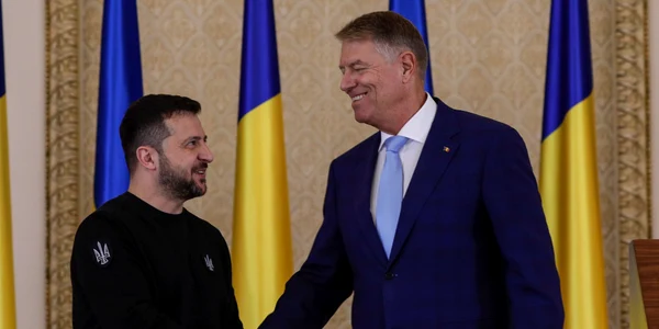 Președintele ucrainean Volodimir Zelenski face declarații de presă la Palatul Cotroceni alături de omologul român, Klaus Iohannis, în București. FOTO Inquam Photos / Octav Ganea