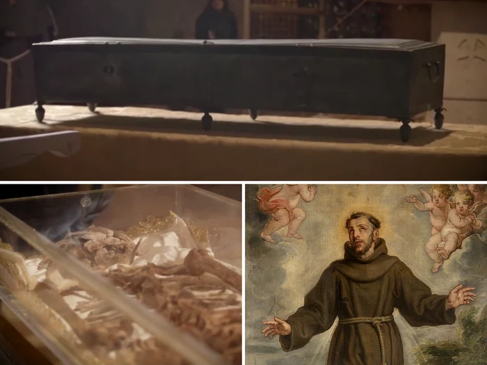 Moaștele Sfântului Francisc din Assisi/FOTO: Colaj NDTV și Wikipedia